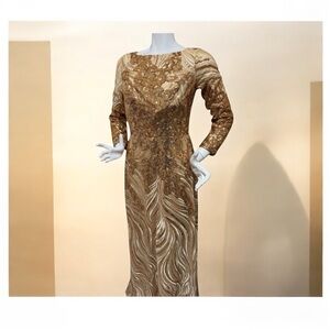 Elegant Gold and Cream Women's Dress size S